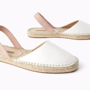 ZARA Espadrille Jute Sling Flats White Blush 6